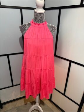 Skies Are Blue Hot Pink Tiered Halter Camisole